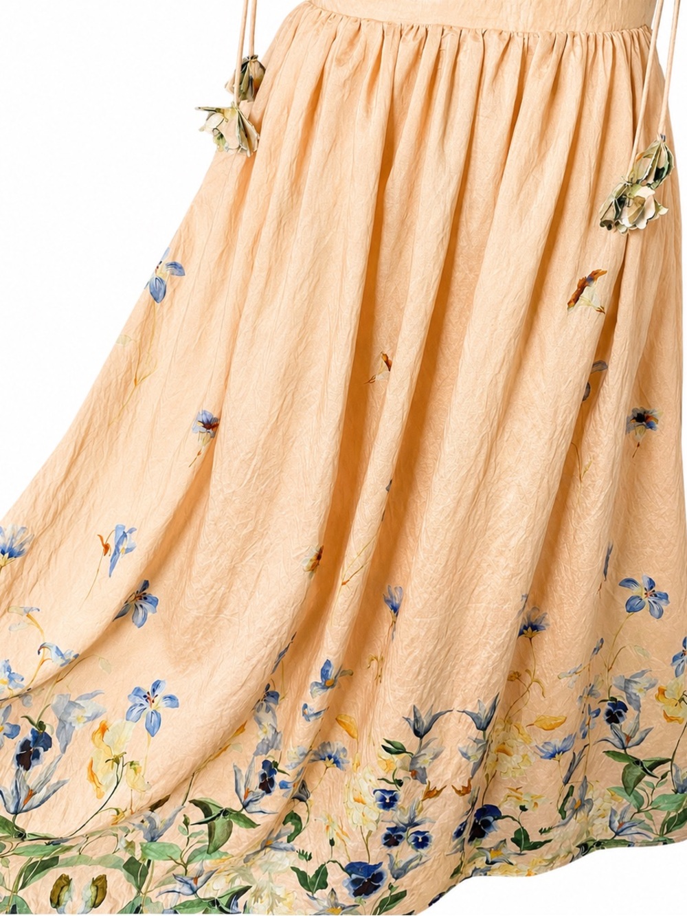 En Saison Peach Floral Corset Midi Dress Cottagecore Fairycore Romantic XS - Picture 9 of 16